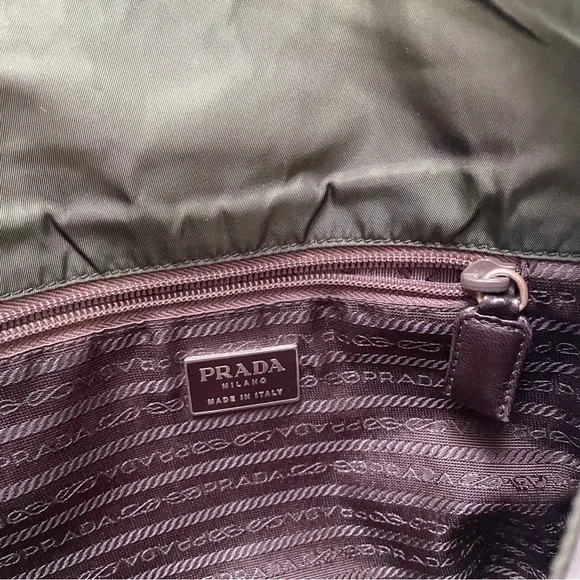 ❤️SOLD❤️Prada rare 90s brown nappa leather green Tessuto nylon shoulder bag - Picture 11 of 15